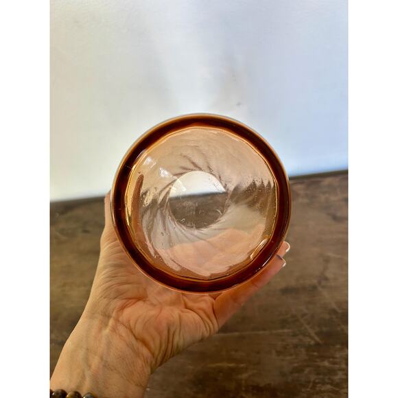 Vintage Peachy Pink Swirl Glass Pitcher | Glass Vase | Boho Chic - Picture 6 of 6